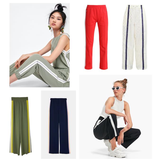 Pantaloni sportivi con fasce laterali tendenza estate 2018 Con fasce laterali e sportivi, i pantaloni moda P/E 2018