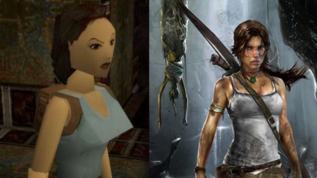 L'evoluzione grafica di Lara Croft Lara Croft agli inizi e nell'ultima versione
