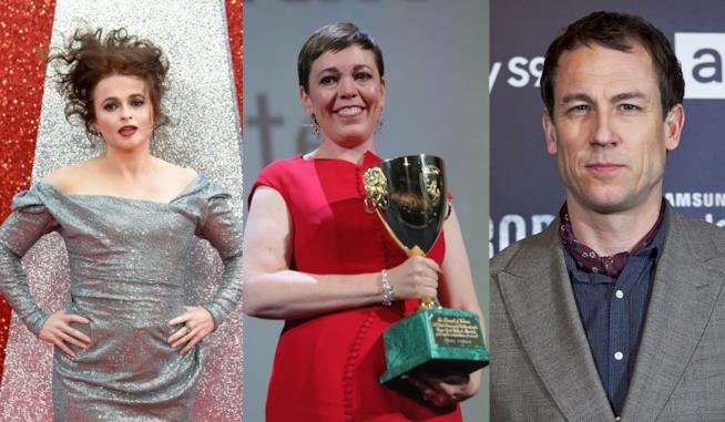 Olivia Colman, helena Bonham Carter e Tobias Menzies di The Crown Olivia Colman, helena Bonham Carter e Tobias Menzies