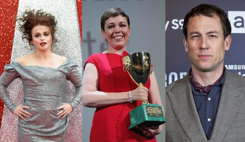 Olivia Colman, helena Bonham Carter e Tobias Menzies di The Crown Olivia Colman, helena Bonham Carter e Tobias Menzies