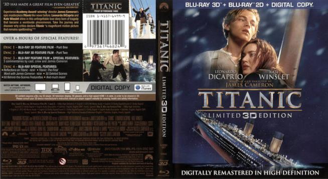 Titanic, il Blu-Ray in edizione speciale La cover del Blu-Ray di Titanic, edizione limitata in 3D del 2012