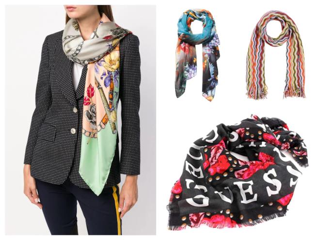 Sciarpe e foulard multicolore di moda per l'autunno 2018 Sciarpe e foulard di tendenza 2018