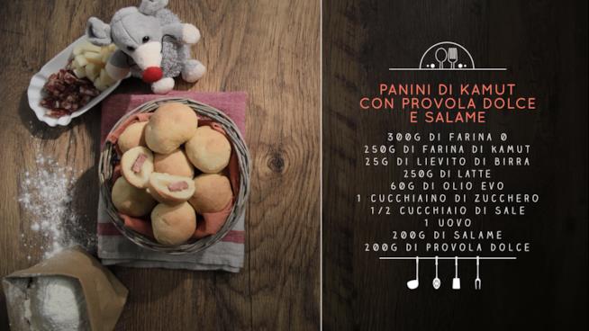 Panini al kamut ripieni con provola e salame Panini al kamut ripieni