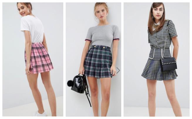 Gonna a quadretti scozzesi a pieghe e svasate per l'autunno inverno 2018-19 A pieghe e con i quadretti, le minigonne di moda per l'autunno inverno 2018-19