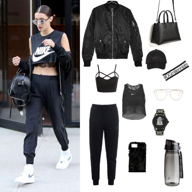 Look da palestra come Bella Hadid Abbigliamento palestra come Bella Hadid