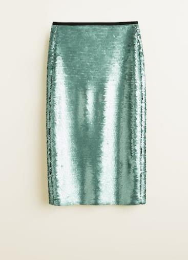 Gonna con le paillettes verde acqua