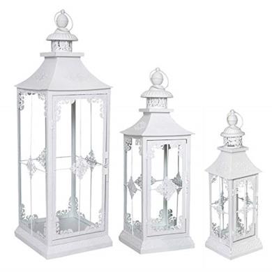 Set di 3 lanterne in stile shabby chic