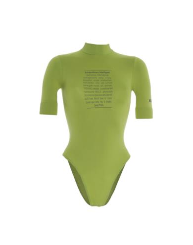 Body Moschino verde acido con collo alto