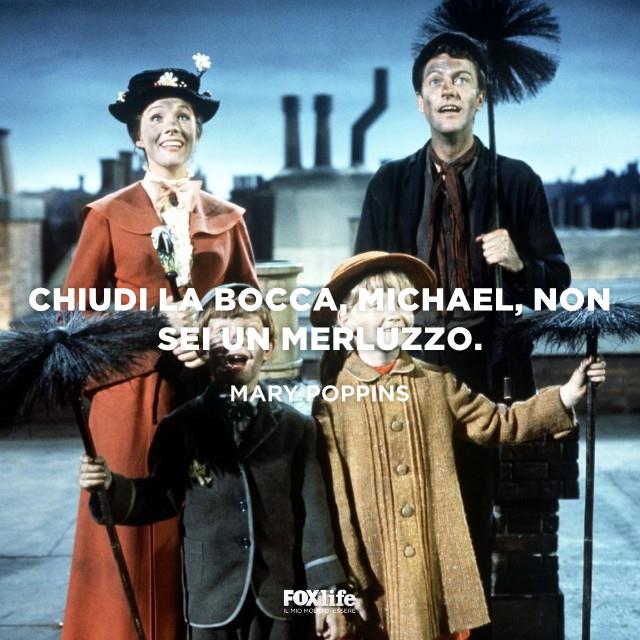 Frase divertente di Mary Poppins Mary Poppins con i bambini e lo spazzacamino amico