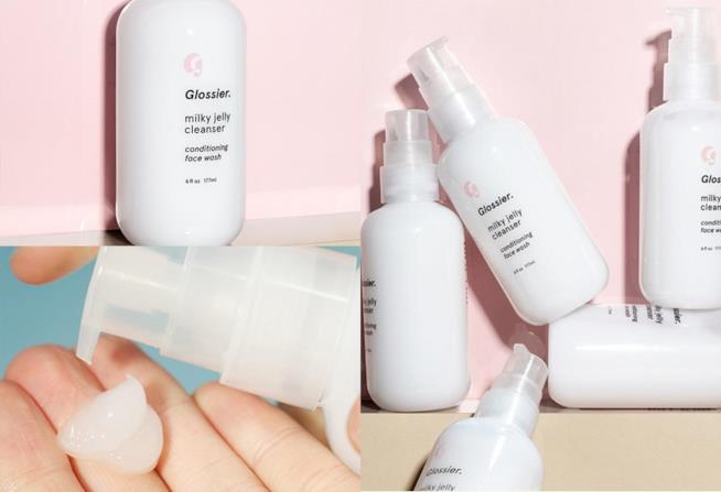 Milky Jelly Cleanser di Glossier Il latte-gel a risciacquo Milky Jelly Cleanser di Glossier, strucca il viso con delicatezza