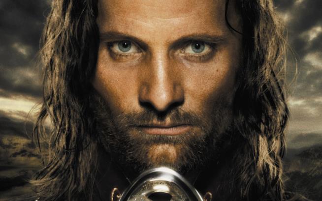 Aragorn interpretato da Viggo Mortensen Viggo Mortense in una locandina de Il signore degli anelli