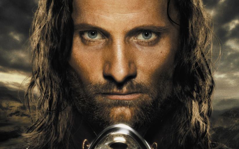 Aragorn interpretato da Viggo Mortensen Viggo Mortense in una locandina de Il signore degli anelli