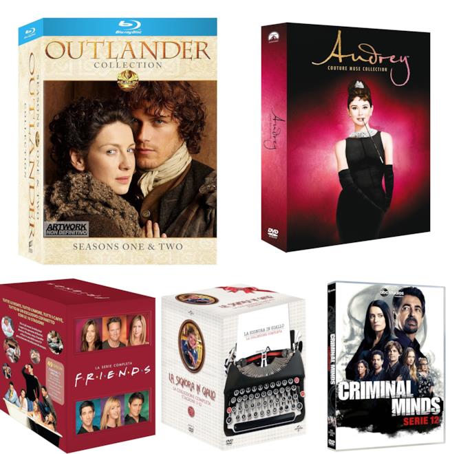 Cofanetti Audrey Hepburn. Outlander,Friends,Criminal Minds, La signora in giallo cofanetti film e serie TV