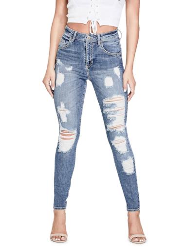 Jeans skinny con strappi frontali