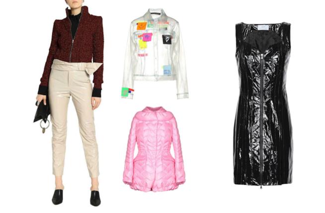 Abiti, scarpe e borse in vernice, pvc dalla tendenza vinile Tendenza vinile per gli abiti, scarpe e borse