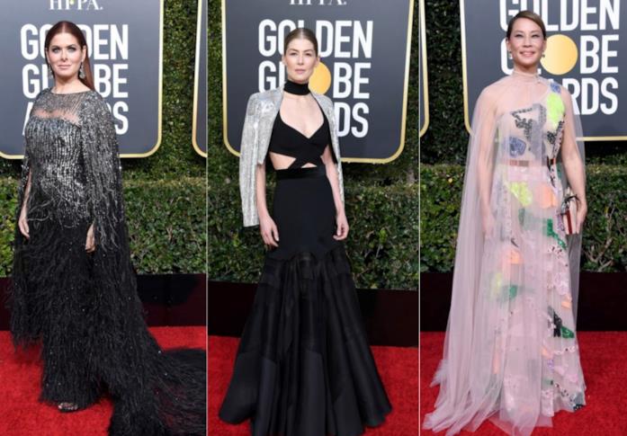 Mantelli Lucy Liu, Debra Messing e Rosamund Pike ai Golden Globes 2019