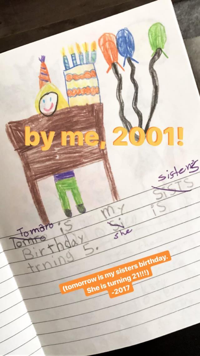 Auguri Gigi Hadid a Bella Il disegno di Gigi Hadid per Bella fatto anni fa