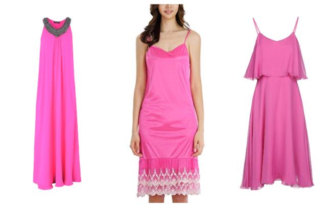 Abiti sottoveste fucsia in stile Katy Perry di moda per l'estate 2018 Slip dress in stile Katy Perry, fucsia per l'estate 2018