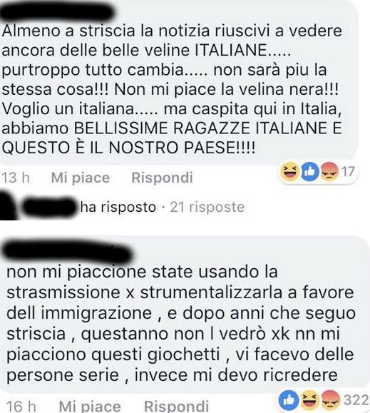 Gli hater di Striscia la Notizia Alcuni messaggi FB contro Mikaela Silva
