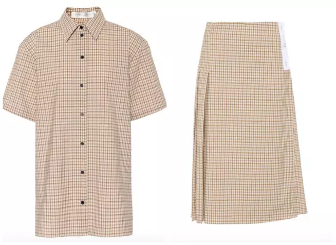 CHECK VICTORIA BECKHAM Completo camicia e gonna check Victoria Beckham