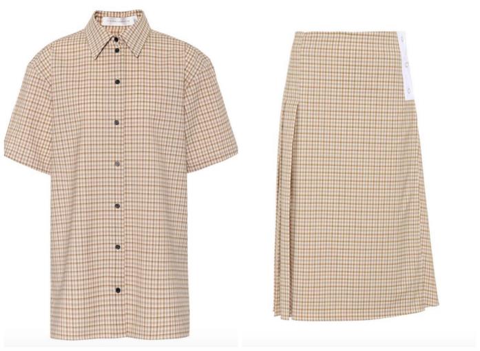 CHECK VICTORIA BECKHAM Completo camicia e gonna check Victoria Beckham