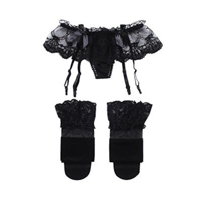 Cszxx Lace Giarrettiere Reggicalze Della Donna e l'Imposta Stocking (Nero)