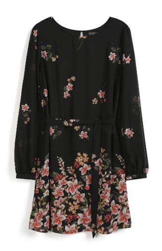 Vestito nero con fiori stampati
