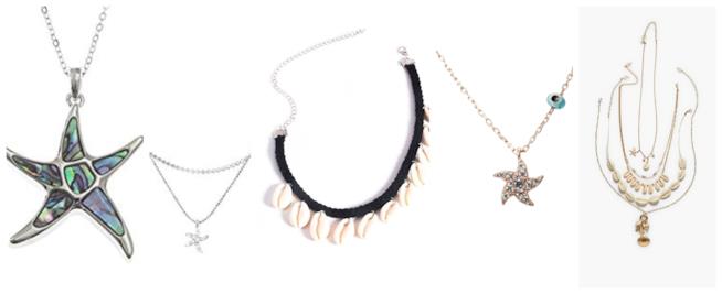 Con conchiglie e stelle marine, le collane di moda per l'estate 2018 Le collane con le conchiglie con i pendenti di tendenza per l'estate 2018