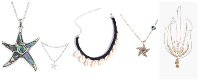 Con conchiglie e stelle marine, le collane di moda per l'estate 2018 Le collane con le conchiglie con i pendenti di tendenza per l'estate 2018