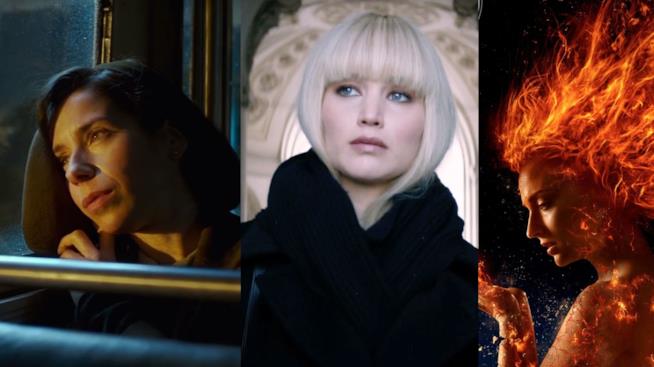 Sally Hawkins, Jennifer Lawrence e Sophie Turner Sally Hawkins in La forma dell'acqua, Jennifer Lawrence in Red Sparrow e Sophie Turner Dark Phoenix