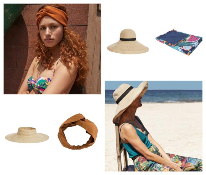 Gli accessori da donna per il mare estate 2018 Cappelli, fasce e teli per il mare estate 2018