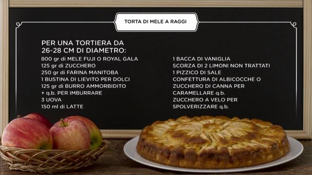 Torta di mele a raggi spennellati con la confettura di albicocca Torta di mele a raggi