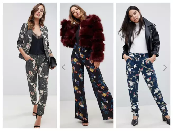 Pantaloni a fiori di moda per l'autunno inverno 2018-19 A fiori, i pantaloni di tendenza autunno inverno 2018-19