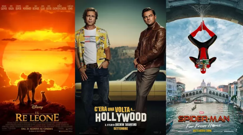 Le locandine di Il re leone, C'era una volta a... Hollywood e Spider-man Fra From Home I poster diIl re leone, C'era una volta a... Hollywood e Spider-man Fra From Home