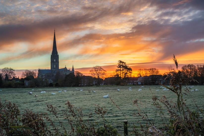 Vista mozzafiato di Salisbury Idilliaca vista di Salisbury