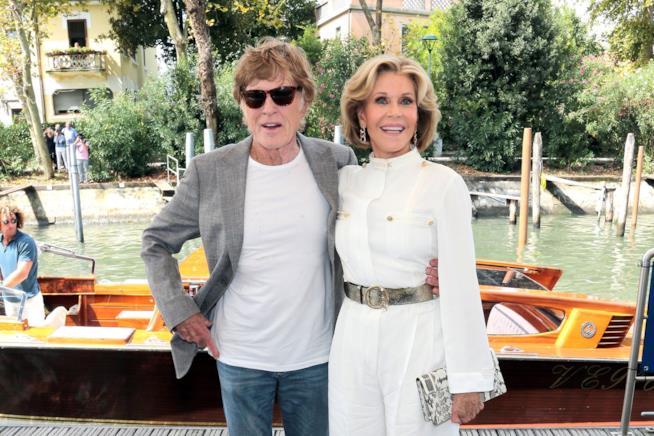 Jane Fonda e Robert Redford hanno tenuto la loro conferenza a Venezia 74 Jane Fonda e Robert Redford a Venezia 74