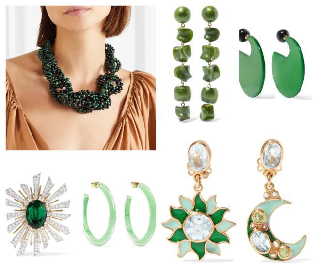Gioielli in verde per l'autunno inverno 2018-19 Verde per i gioielli di tendenza autunno inverno 2018-19