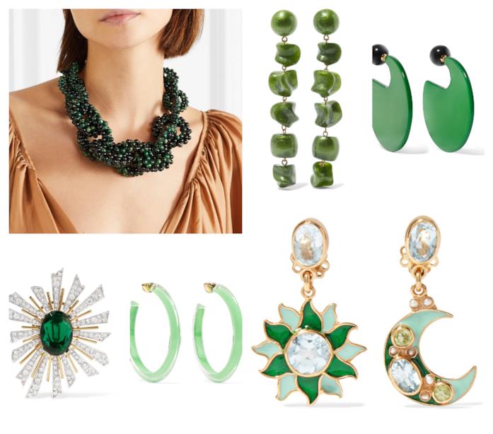 Gioielli in verde per l'autunno inverno 2018-19 Verde per i gioielli di tendenza autunno inverno 2018-19