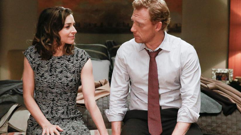 Caterina Scorsone e Kevin McKidd (Amelia e Owen) in Grey's Anatomy Amelia (Caterina Scorsone) e Owen (Kevin McKidd) in una scena di Grey's Anatomy