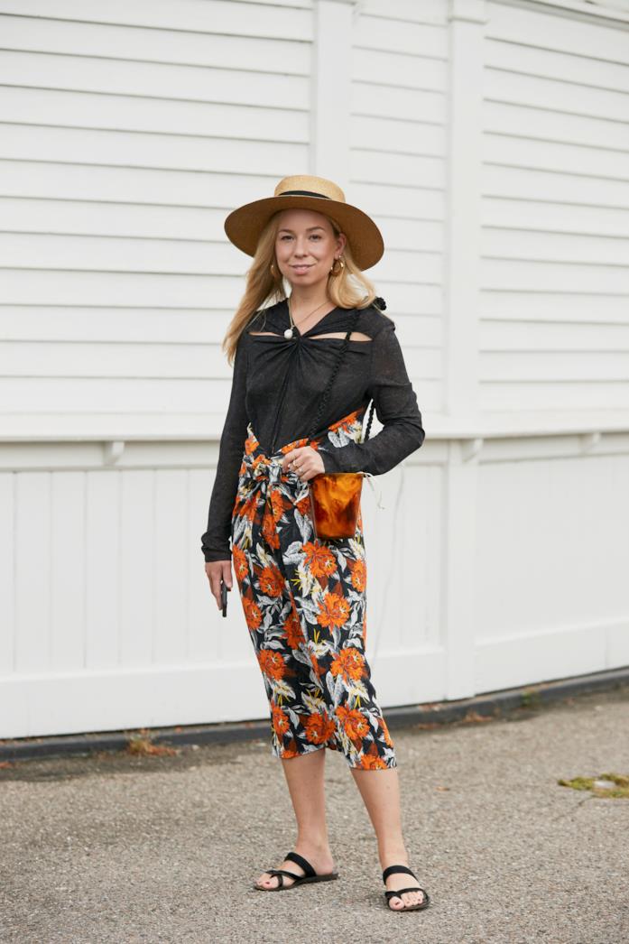 Cappello di paglia Outfit composto da cappello di paglia dallo Street Style di Copenhagen 2019