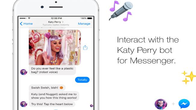 Katy Perry su Facebook Messenger Katy Perry e il suo nuovo Bot su Facebook Messenger