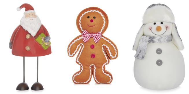 Decorazioni natalizie di Primark Pupazzi a forma di babbo natale, gingerbread man e pupazzo di neve