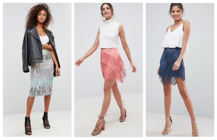 Gonne longuette e mini con le frange moda estate 2018 Con le frange, le gonne longuette e mini P/E 2018