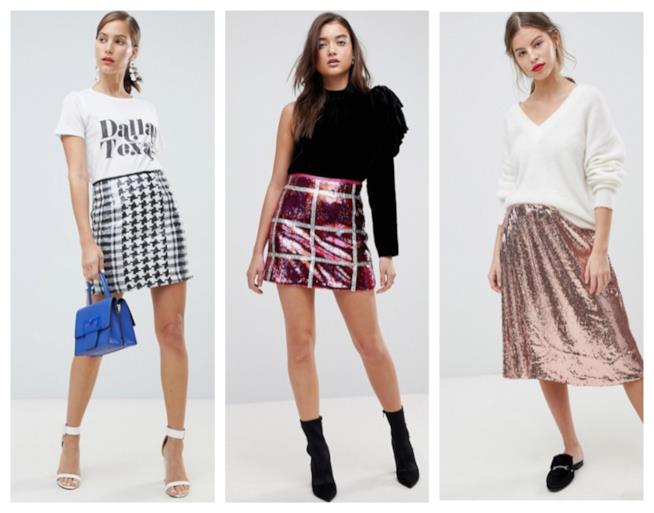 Minigonne e longuette di paillettes moda autunno inverno 2018-19 Gonne di paillettes tendenza moda autunno inverno 2018-19