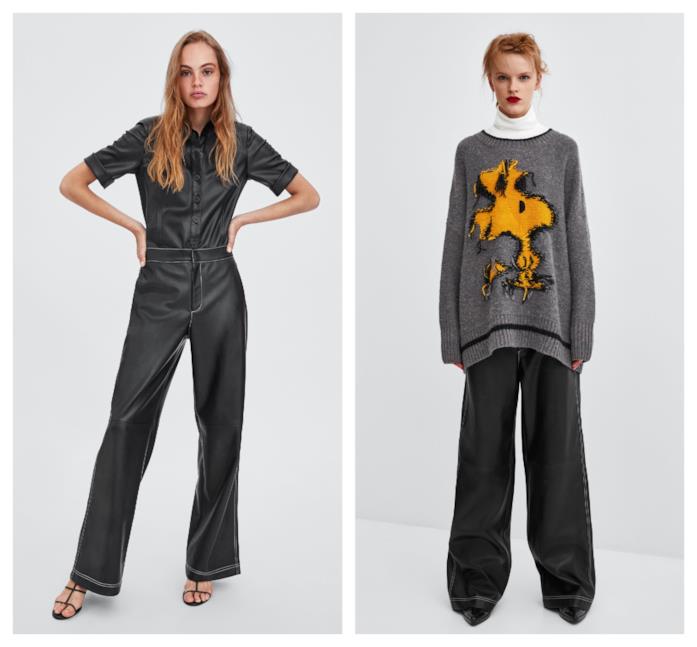 Pantaloni effetto pelle di moda per l'autunno inverno 2018-19 In pelle e similpelle i pantaloni di Zara autunno 2018