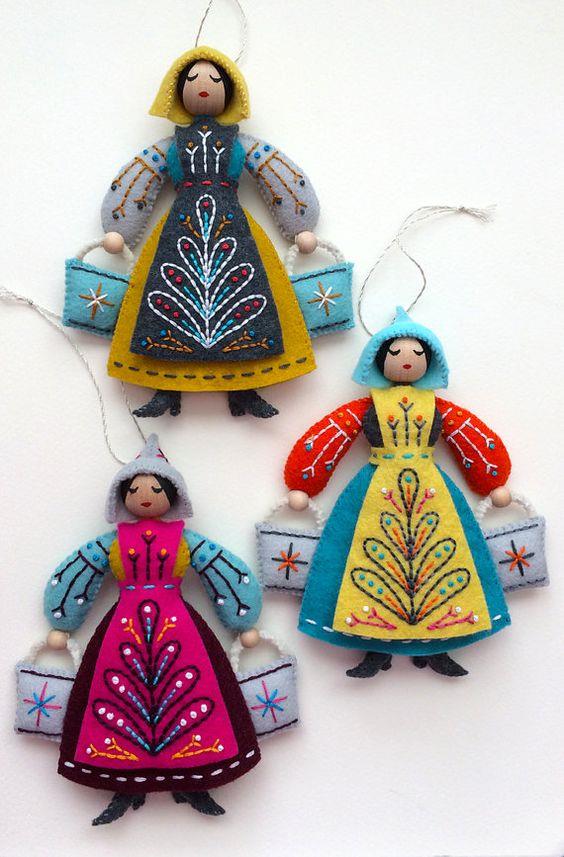 Decorazioni natalizie in feltro Decorazioni folk