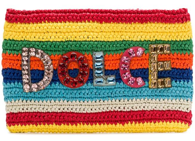 Pochette arcobaleno di tendenza per l'estate 2018 Borsa a mano arcobaleno