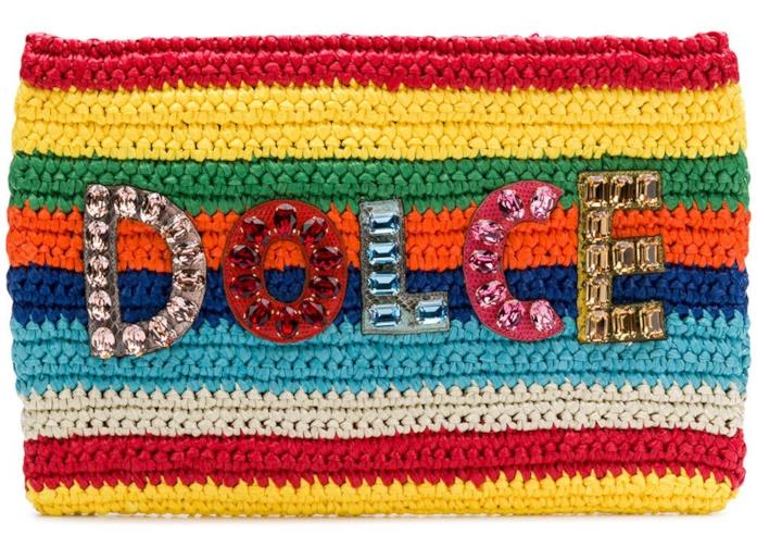 Pochette arcobaleno di tendenza per l'estate 2018 Borsa a mano arcobaleno