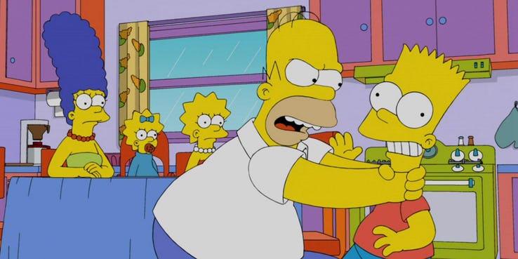 Homer strangola Bart ne I Simpson Una gag ricorrente in cui Homer strangola Bart