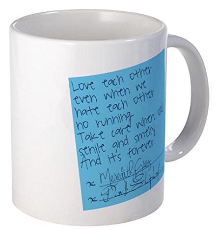 La tazza di Grey's Anatomy La tazza con il post-it di Grey's Anatomy
